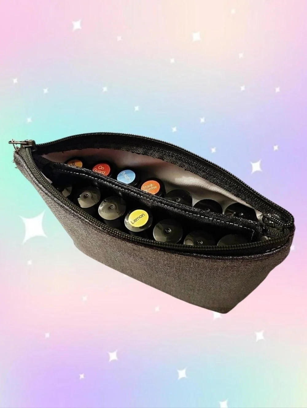 Gray Metallic Essential Oil Bag - Makeup Bag